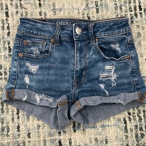American Eagle outfitters high-rise Shortie Jean Shorts Women Blue Denim Cuffed